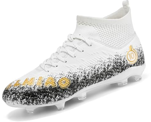 Unitysow Fußballschuhe für Herren, Astroturf, Outdoor-Fußballschuhe, Kinder, Teenager, professionelle Leichtathletik, Fußballschuhe, Sneakers, Weiß (1), 42 1/3 EU