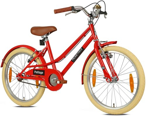 PROMETHEUS BICYCLES Retro Kinderfahrrad 20 Zoll Jungen Mädchen | 20 Zoll Fahrrad Junge ab 6 Jahre | Fahrrad Kinder ab 7 Jahre PETITAGE in Rot