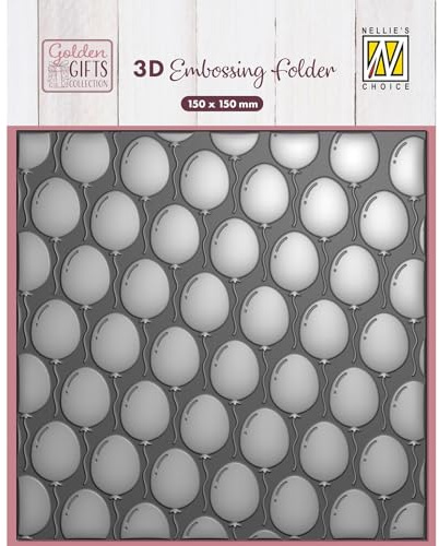 Nellie's Choice Nellie’s Choice Embossing 3D Palloncini-Cartelle per Goffratura e Accessori 15 x 15 cm-Ideale per Fai da Te, DIY, Biglietti, Artigianato, Scrapbooking e Journaling, Grigio