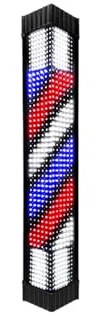 Labasuan Poste De Barbería Giratorio E Iluminado, Impermeable, con Luces LED Rojas, Blancas Y Azules, Ideal para Exteriores, Ahorra Energía. Lámpara Triangular para Letrero De Peluquería(37in)