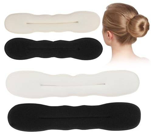 4-teiliges Haardutt, Hair bun maker, Haarknoten, Clips für einfache und schnelle Hochsteckfrisuren, Vielseitige Donut-Bun-Werkzeuge für alle Anlässe, in Beige und Schwarz
