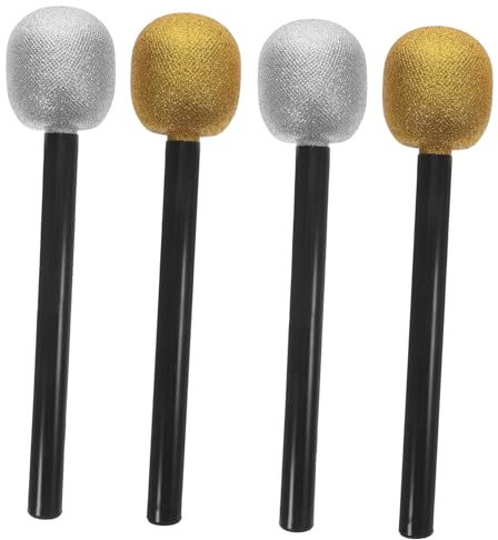 Toddmomy 4 Pièces Microphone Factice Brillant pour Garçon Fille Accessoires de Fête et Cosplay Microphones Simulés pour Animations et Spectacles