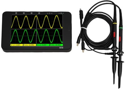 Eujgoov Osciloscopio Portátil de Mano, Ancho de Banda 50m, Profundidad de 128 Kpts, Forma de Onda Generador de Señal 3, Pantalla de 3.5 Pulgadas, Diseño Ergonómico
