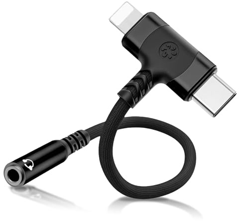 Suoxiom Adaptador 2 en 1 USB-C y Light-Ning a Jack 3,5 mm