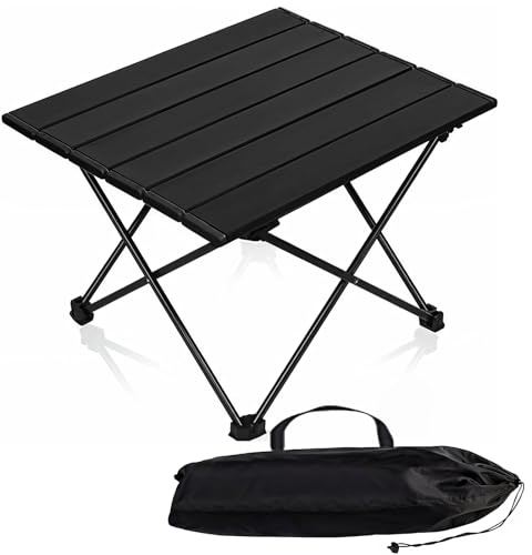 Nuoyiman Folding Camping Table, Outdoor Lightweight Portable Camping Table with Carrying Bag, Small Compact Picnic Aluminum Roll Up Tables for Camping, Picnic, Beach, Fishing, BBQ, Cooking, Outdoor