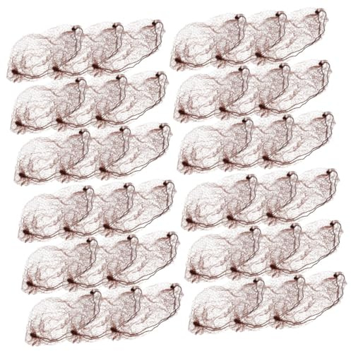 LRXIYODE 60 Stück Elastisches Haarnetz für Dutt Unsichtbares Mesh Haarnetz für Balletttänzerinnen Krankenschwestern Stewardessen Braun Haarschmuck für Frauen