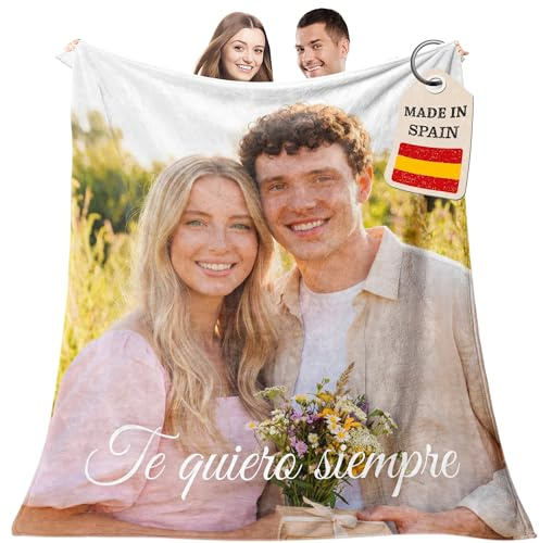 Easycosy Manta Personalizada con Foto Y Texto, Manto A Cuadros Personalizado, Regalos Dia del Padre para Papá, Pareja, Novia, Novio, Marido, Cobertor de Franela Ultra Suave, Actualizable A Sherpa
