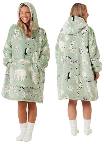 Snuggz Girls Oversized Safari Animal Hooded Blanket - Kids L (8-13 Years)