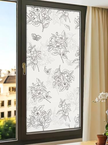 Vinilos para Cristales 50X100Cm Líneas Negras Lámina Privacidad Oscurecer Ventanas,Autoadhesivo Electrostatico Película Esmerilado Decorativa,Anti UV,para Baño Cocina Oficina