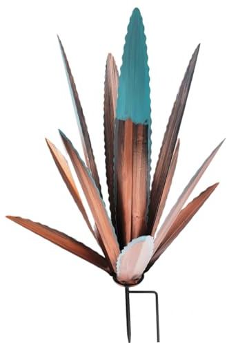Plantes d'agave en métal pour décoration extérieure, agave en métal avec piquet rustique nostalgique 27, 9 x 45, 7 cm, fausse plante peinte résistante aux intempéries, plantes artificielles réalistes