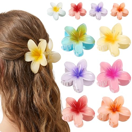 Wulshome 10 Stück Blumen Haarklammer-6 Haarklammern Blumen& 4 Haarklammer Blume Klein, Hawaiianische Blumenhaarklammer für Damen Geschenk-Haarschmuck für Frauen