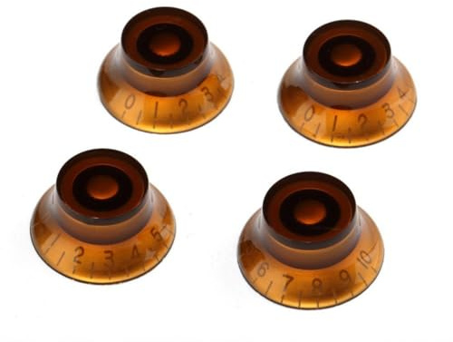 Toyvian 4 Stück Acryl Potiknöpfe in Braun mit 10 stufen Volumenanzeige und Siebenkant Form für E gitarre und Bass als Verstärker Effektpedal Ersatz