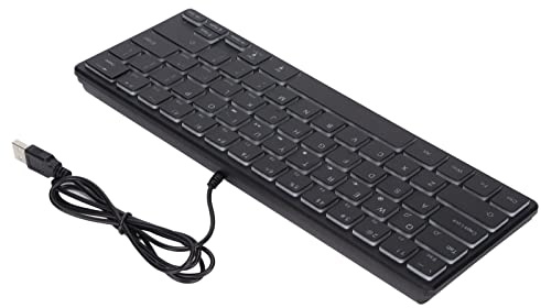 SIXRUN Teclado de Juegos por Cable Mini RGB 64 Teclas Compacto Ligero Plug and Play para Accesorios de Ordenador Portátil de Escritorio