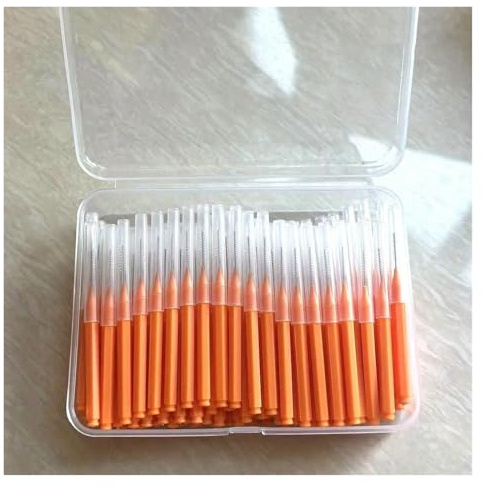 100 st/kartong Interdentalborstar Health Care Tand Escova Cleaners Tandborste Oral Hygiene Tool(100pcs orange 0.9mm)