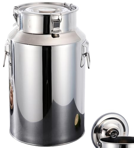 Lattina per latte in acciaio inossidabile Brocca per latte resistente da 6 litri con coperchio sigillato, anello di sollevamento e maniglia per il trasporto Secchio in acciaio inossidabile per conser