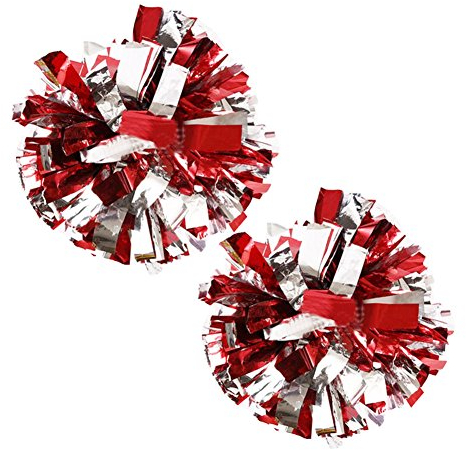 Fancy Pumpkin 1 Paar Team Sport Cheerleading Poms Match Pom Kunststoff Ring Pompoms Silber + Rot