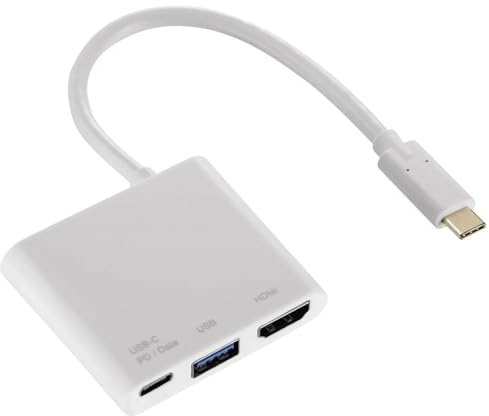 Hama 00133476 Kabeladapter HDMI/USB A/USB Typ-C USB-C weiß – Adapter für Kabel (HDMI/USB A/USB Typ-C, USB-C, Stecker, Buchse, Weiß)