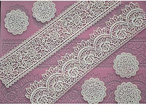 Flor Patrón Silicona Encaje Tapete Molde, Pastel Decoración de Tartas Tapete, Fondant Cupcake Decoración, Bricolaje Molde para Hornear, Estampa Hornear - Patrón 03