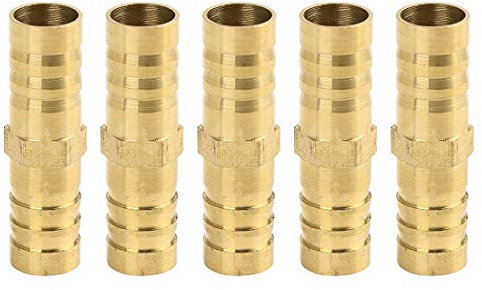 sourcing map 5 Stück Messing Schlauchverschraubung Union Adapter 12mm für Luft Wasser Gas Öl