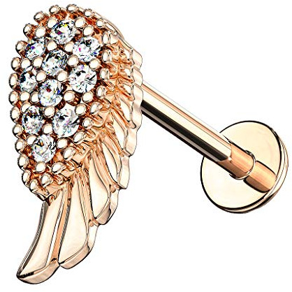 Piersando Piercing Stecker für Ohr Tragus Knorpel Lippe mit Engelsflügel
