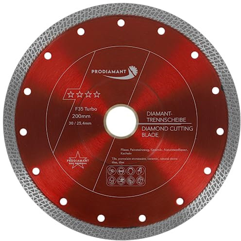 PRODIAMANT Diamant Fliesenscheibe F35 200mm x Bohrung 30mm Turbo für Fliesen Keramik und Naturstein