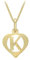 CARISSIMA Women's 9ct Yellow Gold Diamond Cut 'K' Initial Heart Pendant on Curb Chain - 46cm/18