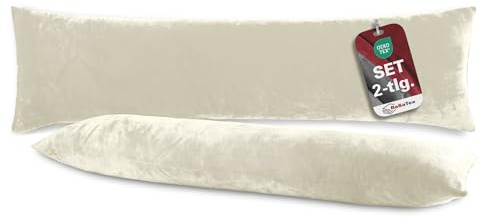 BaSaTex Plüsch Kissenbezug, 2er Pack, 40x145 cm, Wollweiss | Winter Plüsch, Kuschelig Weich, Für Seitenschläferkissen, Öko_Tex Zertifiziert