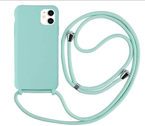 MEVIS Schutzhülle, kompatibel mit iPhone 11, Kette für Hülle Handy-Ketten, schmal, stoßfest, verstellbar, Etui mit Handgelenkriemen-Hellgrün