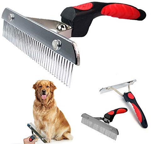 Dog Brushes for Grooming Large Dogs, Undercoat Dog Rake Long Hair Pet Comb Pet Grooming Brush with Anti-Slip Handle, Steel Comb for Golden Retriever Husky German Shepherd