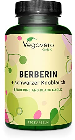 Vegavero Berberine HCL 1000 mg | 50:1 Barberry Extract 97% Berberin | with Black Garlic Extract, Chromium and Piperine | NO Additives, Lab-Tested | Blood Sugar Levels Supplement | Vegan