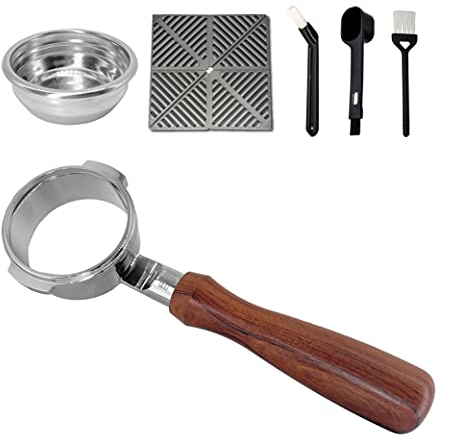 NEOUZA 58mm Bottomless Portafilter for Espresso Coffee Machine Compatible with Sage Breville BES900XL, BES920XL, BES980XL, BES990BSS 304 Stainless Steel Two Ears,Basket, Spoon,Tamper Mat,Brush