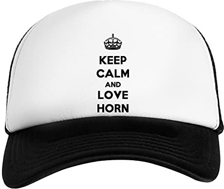 Keep Calm and Love Horn Weiß Schwarz Unisex Kinder Baseball Cap Kids White Black