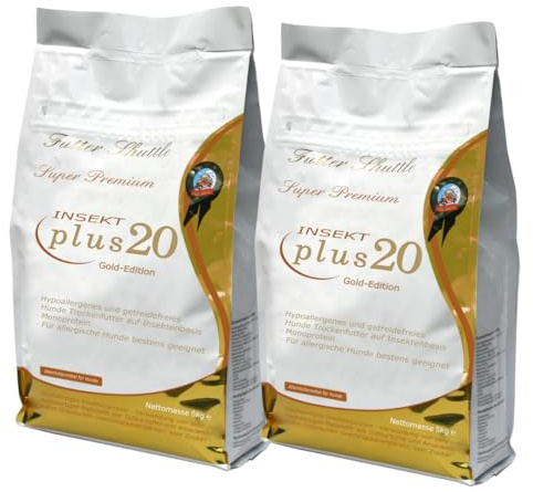 Futter-Shuttle - Plus20 (2 x 5 kg Sack) - Hypoallergenes Hunde Trockenfutter auf Insektenbasis - Allergiker Hunde Trockenfutter Getreidefrei Plus 20