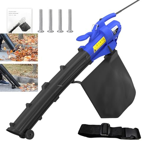 Leaf Blower Vacuum, 3 in 1 3000W Lightweight Electric Garden Blower/Vacuum Shredder with Wheels Carry Strap 35L Leaf Collection Bag, 10:1 Shredding Ratio, 3 Speeds