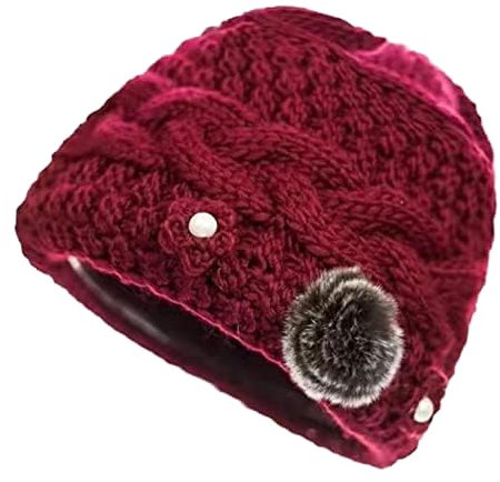 guaizhou Warme Wintermützen für Frauen mit Fleece gefütterte Slouchy Wintermütze Strickmütze mittleren Alters und ältere Mütter
