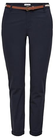 ONLY Dam onlbiana bomullsbälte chinos Cc PNT chinobyxor, natthimmel, 34W x 32L