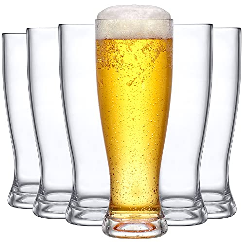 Amazing Abby - Genny - 22-Ounce Plastic Beer Glasses (Set of 6), Plastic Pilsner Glasses, Reusable Cups, BPA-Free, Shatter-Proof, Dishwasher-Safe, Perfect for Poolside, Outdoors, Camping, and More
