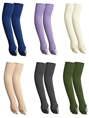 Ärmlinge für Damen Herren,6 Paar Kühlung UV-Schutz Arm Sleeves mit daumenloch,Arm Ärmel ​mit UV Sonnenschutz,Tattoo Abdeckung Armstulpen für Damen Herren Radsport Wandern Laufen Golf Basketball Fahren