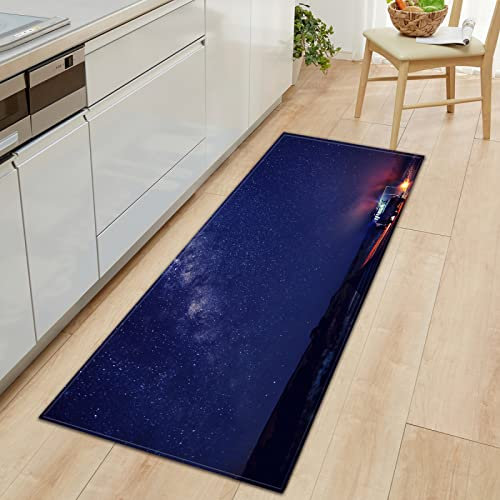 MYPALL Küchenläufer rutschfest Küchenmatte Farbige Sterne Küchenmatte für Küche und Bar Teppich Läufer waschbare Küchenläufer Küche Deko 60 x 120cm