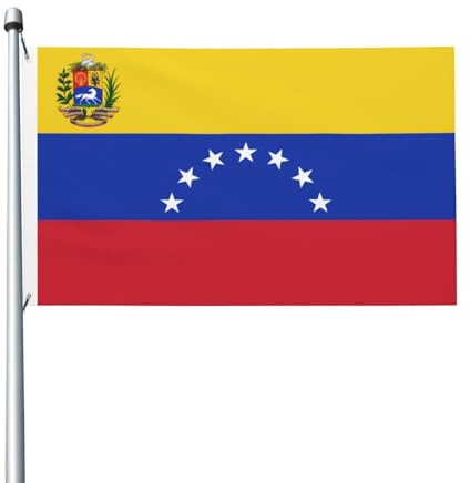 Bandera de 3 x 5 pies (sin mástil) Venezuela 7 estrellas bandera venezolana doble ToughWeave Series de doble cara de poliéster 210D bandera de país