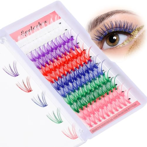Amabro färgade ögonfransförlängningar, 120 st, 14 mm, 16 mm, blandade fransar, gör-det-själv ögonfransförlängning, D-curl, individuella kluster, fransar, gör-det-själv fransförlängning, blandade 6