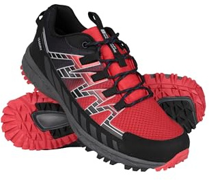Mountain Warehouse Enhance Mens Waterproof Trail Running Shoes - Breathable, Soft, Comfortable & Durable Sneakers - for Spring Summer, Walking & Outdoors Active Red Adult Shoe Size 9