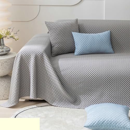 Ayoiow Couch Überzug Set Sofabezug Grau Sofahusse 1 Sitzer Polyester Einfarbig