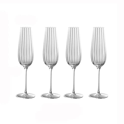 Flute da Champagne Set di 4 bicchieri da champagne con stelo sottile e sottile da 230 ml, bicchieri highball in vetro cristallo, flute da champagne trasparenti for bar di casa, occasioni speciali Bicc