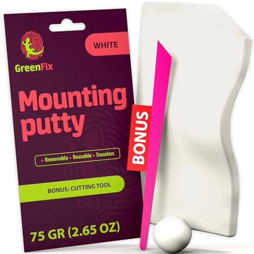GreenFix Mounting Putty 2.65oz - White Museum Adhesive Sticky Tack Removable - Tacky for Collectibles Figurines Arts & Crafts - Poster for Walls Non Marking