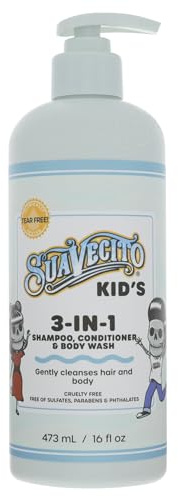 Suavecito Kid's 3-in-1 Shampoo, Conditioner, & Body Wash Milk & Honey Scent 16 oz Pump Bottle - Clinically Tested Cruelty Free Formula Free of Sulfate, Parabens, & Phthalates Ensuring No Tears