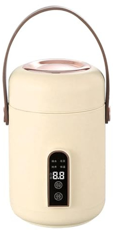 ANSNOW Efficient Heating Mini Rice Cooker, Insulated Portable Multifunction Soup Porridge Stewpot with Smart Reservation Function/Beige