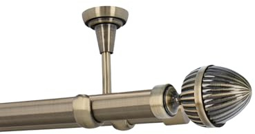 HDTL Gardinenstange Vorhangstange 25/19mm 2-läufig Deckenmontage Messing Antik 360 cm Rode