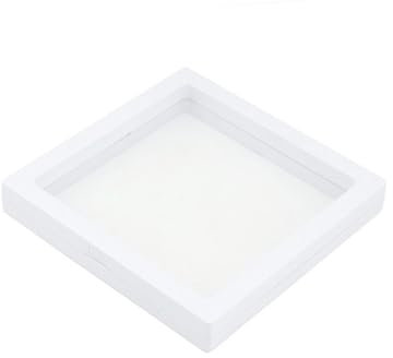 LXHZSY Schweberahmen 6 stücke PE Film Brosche Münze Edelsteine ​​Schmuck Lagerung Box Ausstellung Dekoration Ausgesetzt Schwimm Ring Ohrringe Display Rack Fall(White 9x9cm)