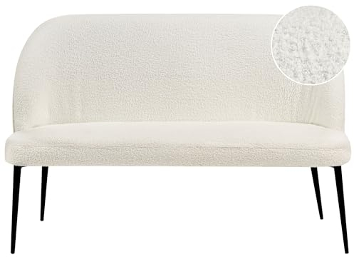 Beliani Modernes 2-Sitzer Küchensofa Bouclé weiß Metallbeine schwarz Osby